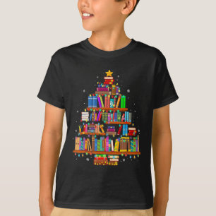 T-shirt Joyeux Noël Arbre Livres de lecture Amateur Biblio