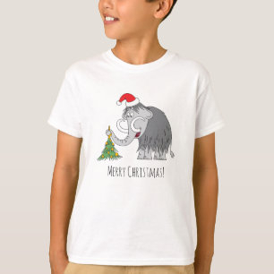 T-shirt Joyeux Noël Arbre mignon Mammoth Santa Hat