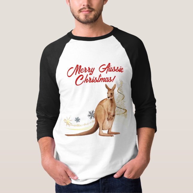 T-shirt Joyeux Noël australien Kangaroo (Devant)