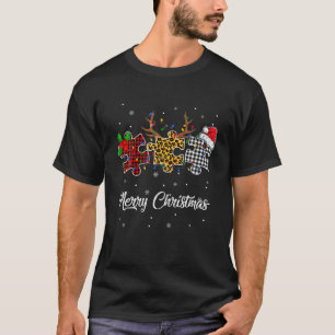 T-shirt Joyeux Noël Autisme Puzzle Leopard Santa Hat Co
