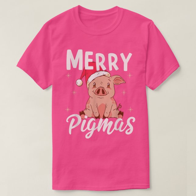 T-shirt Joyeux Noël aux amateurs de cochon Père Noël (Design devant)