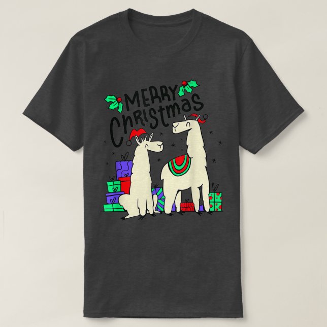 T-shirt Joyeux Noël avec ce mignon lama, lama (Design devant)