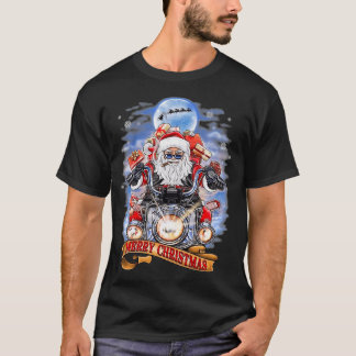 T-shirt Joyeux Noël Biker Père Noël Motorcycle Fan Xmas H