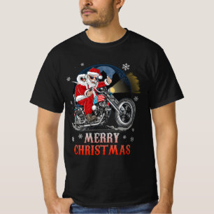 T-shirt Joyeux Noël Biker Père Noël Motorcycle Fan Xmas Ho