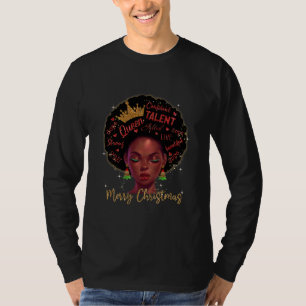 T-shirt Joyeux Noël Black Queen Girl African Père Noël