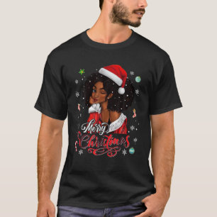 T-shirt Joyeux Noël Black Queen Girl African Père Noël Mel