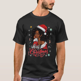 T-shirt Joyeux Noël Black Queen Girl African Père Noël Mel