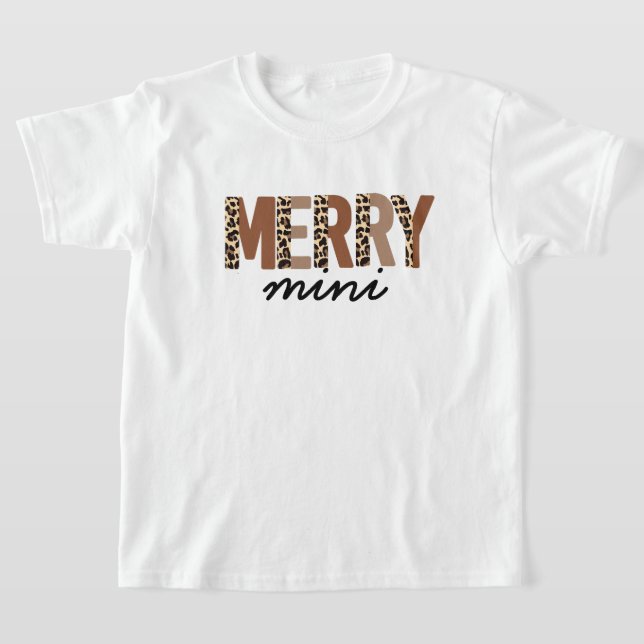 T-shirt "Joyeux Noël" Bloc de couleur moderne Leopard Boho (Poser)