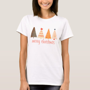 T-shirt Joyeux Noël Boho Orange Trees Blanc