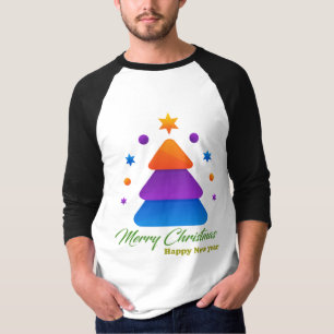 T-shirt Joyeux Noël Bonne Année Hommes Manche 3/4 Ra