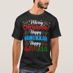 T-shirt Joyeux Noël Bonne Hanouka Juif Joyeux Kwanza