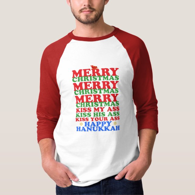 T-shirt Joyeux Noël Bonne Hanoukka (Devant)