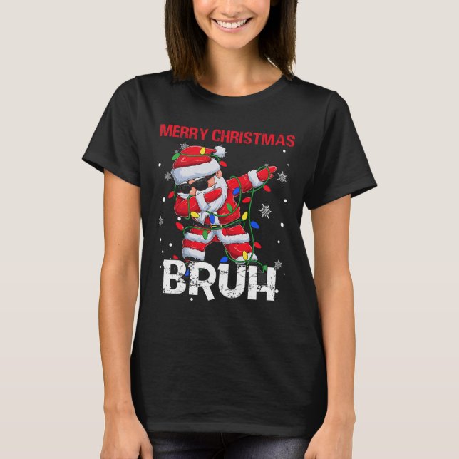 T-shirt Joyeux Noël Bruh Dabbing Père Noël Garçons Enfants (Devant)