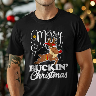 T-shirt Joyeux Noël Buckin' Rudolph Renne Amusant