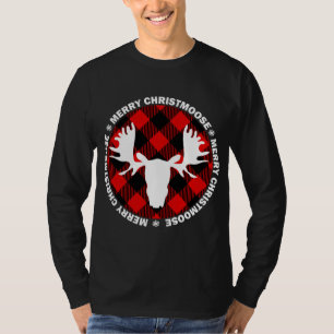 T-shirt Joyeux Noël Buffallo Plaid. Funny Moose Chri