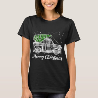 T-shirt Joyeux Noël Buffalo Camion Arbre noir et blanc
