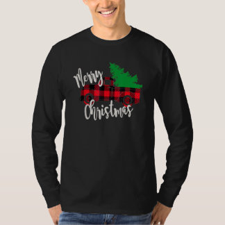 T-shirt Joyeux Noël Buffalo Camion Arbre Rouge Carreaux Ho