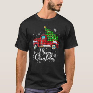 T-shirt Joyeux Noël Buffalo Camion Arbre Rouge Plaid Famil