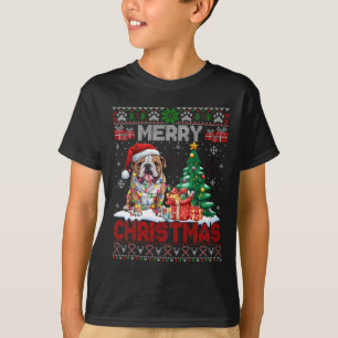 T-shirt Joyeux Noël Bulldog Amoureux de les chiens famille