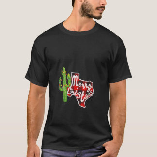 T-shirt Joyeux Noël Cactus Xmas Tree Lights Texas Buff