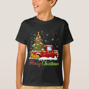 T-shirt Joyeux Noël Camion Rouge Noël Arbre de Noël Lumièr