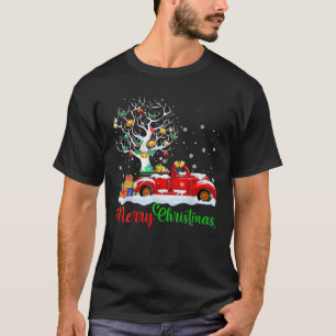 T-shirt Joyeux Noël Camion Rouge Plaid Arbre de Noël Lie