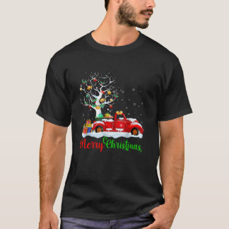 T-shirt Joyeux Noël Camion Rouge Plaid Arbre de Noël Lien
