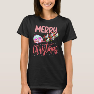 T-shirt Joyeux Noël Camping Santa Poulet Camping Car
