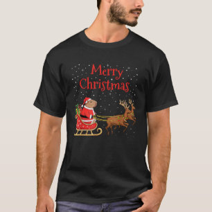 T-shirt Joyeux Noël Capybara équitation Père Noël Sleigh A