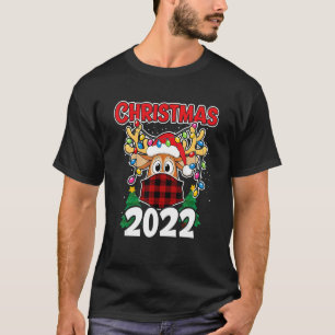 T-shirt Joyeux Noël Chapeau de Père Noël Renne Rouge à Car