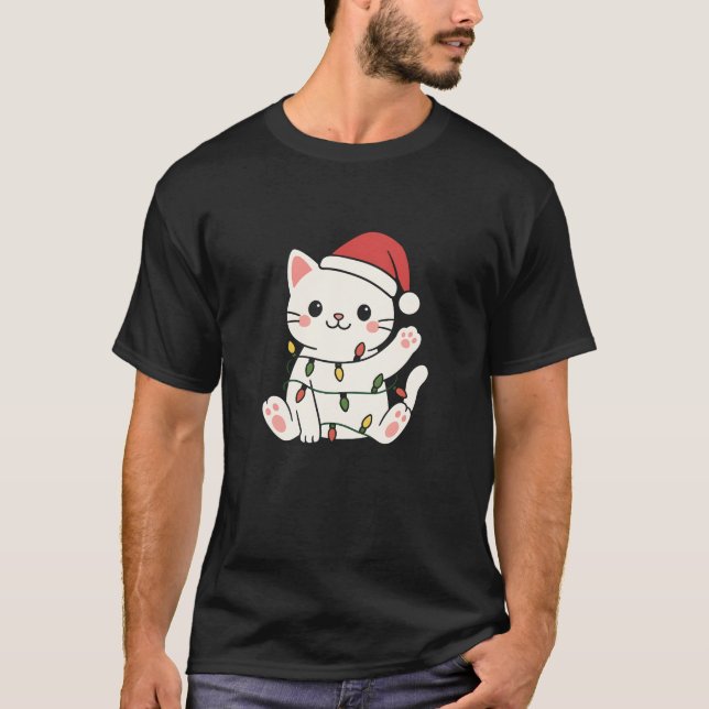 T-shirt Joyeux Noël chat Animaux d'hiver Chats  (Devant)