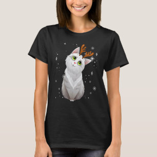 T-shirt Joyeux Noël Chat Mignon Renne Tenue de Famille Cor