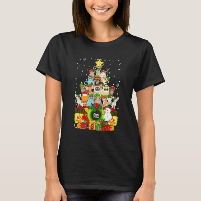 T-shirt Joyeux Noël Chats Arbre Xmas Ca (Devant)
