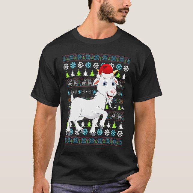 T-shirt Joyeux Noël Chèvre Pull Ugly Père Noël Xmas (Devant)