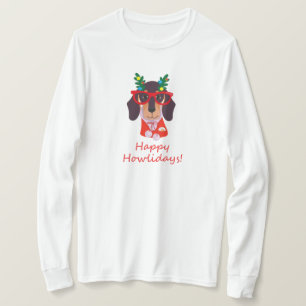 T-shirt Joyeux Noël Chien Drôle Howlidays Doxie Teckels
