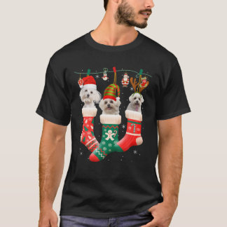 T-shirt Joyeux Noël Chien Paws Lumières Buffalo Plaid