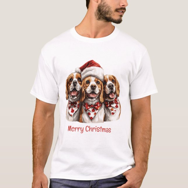 T-shirt Joyeux Noël Chiens Beagle (Devant)