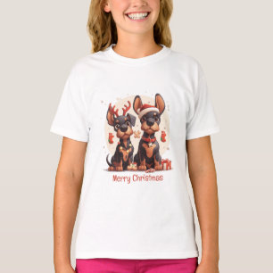 T-shirt Joyeux Noël Chiens Dobermann