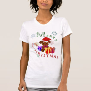 T-shirt Joyeux Noël Chiots cadeaux et flocons de neige