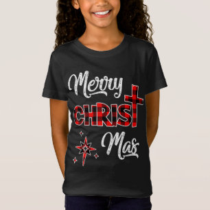 T-Shirt Joyeux Noël Chrétiens Cadeaux Buffalo Plaid Paj