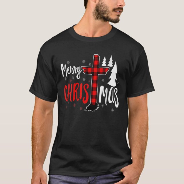 T-shirt Joyeux Noël Chrétiens Croix Rouge Noël Fête (Devant)