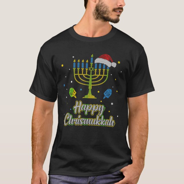 T-shirt Joyeux Noël Chrismukkah Ugly Hanoukka Sweater (Devant)