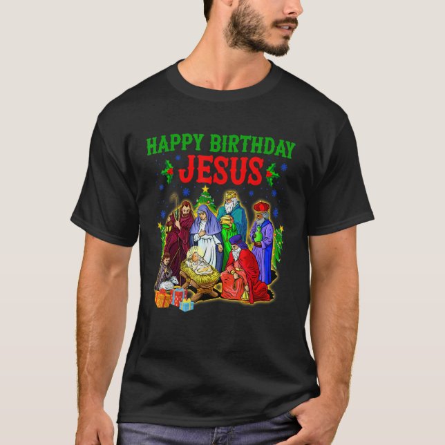 T-shirt Joyeux Noël Christian Joyeux Anniversaire Jesus Ch (Devant)