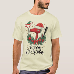 T-shirt Joyeux Noël Coiffeur Coiffeuse Noël Cheveux 