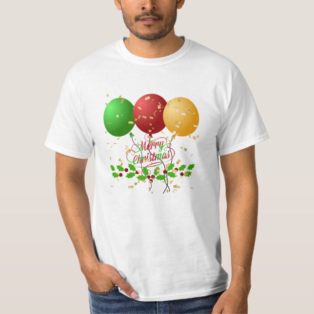 T-shirt Joyeux Noël, confettis dorés, (Devant)