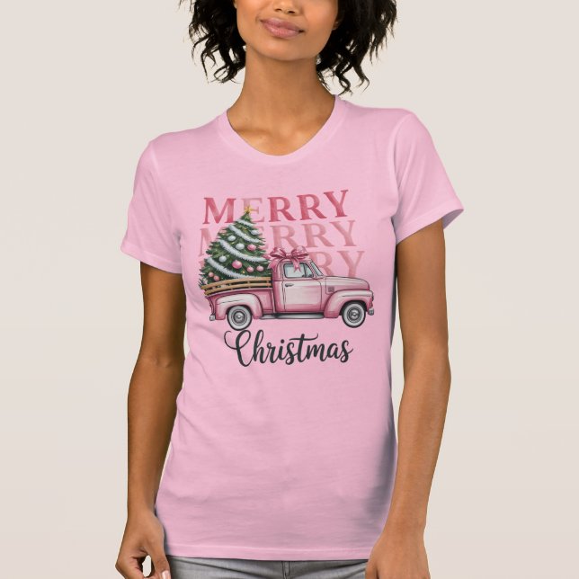 T-shirt Joyeux Noël Coquette Bow Noël Saison des Fêtes (Devant)