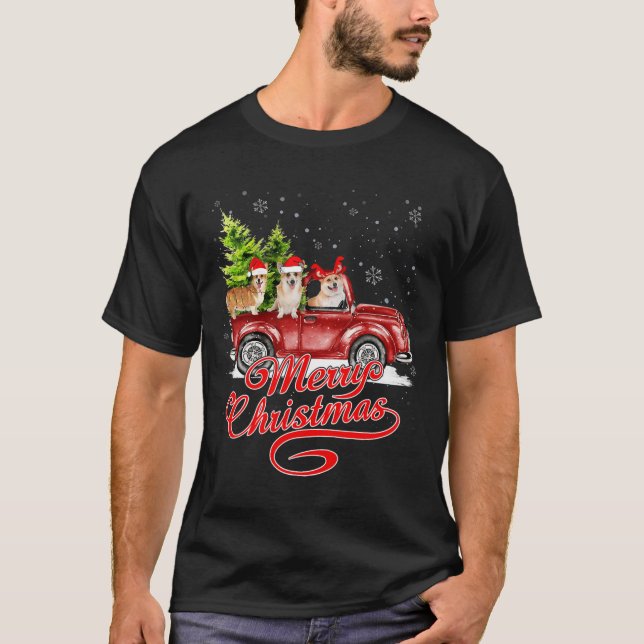 T-shirt Joyeux Noël Corgi Chiens Amateurs Père Noël Reinde (Devant)