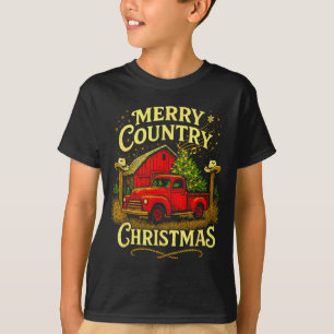 T-shirt Joyeux Noël Country Camion Vintage Et Grange Hol