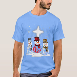 T-shirt Joyeux Noël Croix Jésus Snowman Drôle Noël Pour