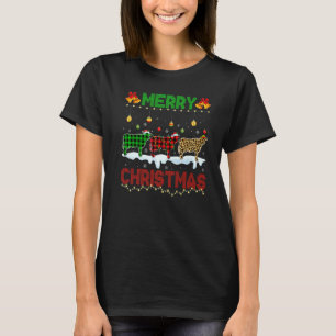 T-shirt Joyeux Noël Cute Vache Laitière Xmas Léopard Plaid